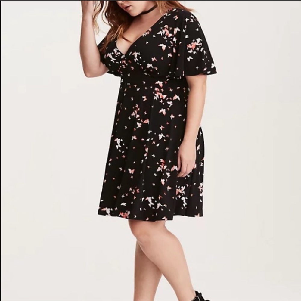 torrid Black Floral Wrap Dress